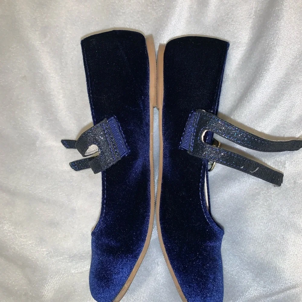 Mini Boden Midnight Blue Velvet Mary Jane’s Dress Shoes size 33 1.5 Christmas